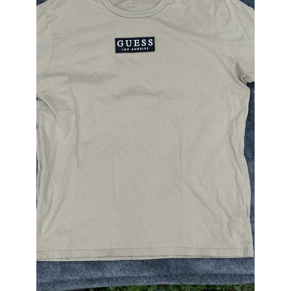 Guess Los Angeles Men's XL Tan Logo T-Shirt Short Sleeve Cotton Tee - Picture 4 of 13